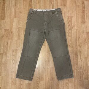 Eddie Bauer Mens Light brown Canvas Pants 38x30 Vintage Outdoor 100% Cotton